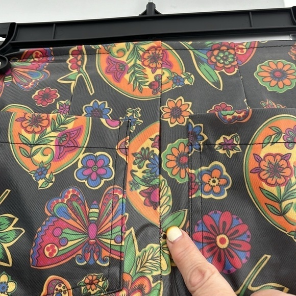 Rare Vintage Lip Service Los Angeles poly coated butterfly  floral groovy pants - Picture 7 of 12